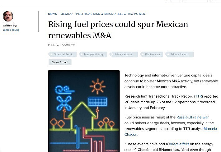 Rising fuel prices could spur Mexican renewables M&A